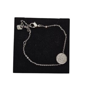 Swarovski Circle Crystal Pavé Bracelet – Rhodium Plated – Adjustable 6" to 8.5"